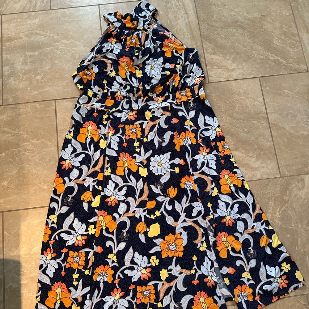 Lane Bryant plus size Women’s 26/28 4X Floral Dress in Navy and Orange - Picture 2 of 4